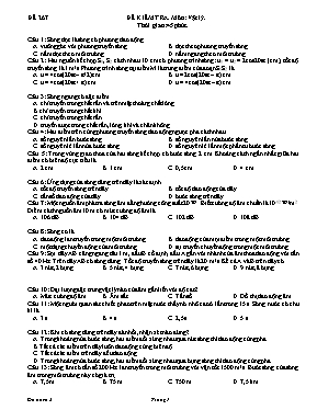 Đề kiểm tra 1 tiết số 1 môn Vật lý 12 - Mã đề 139